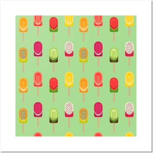 Fruit popsicles - Lime Green Posters and Art